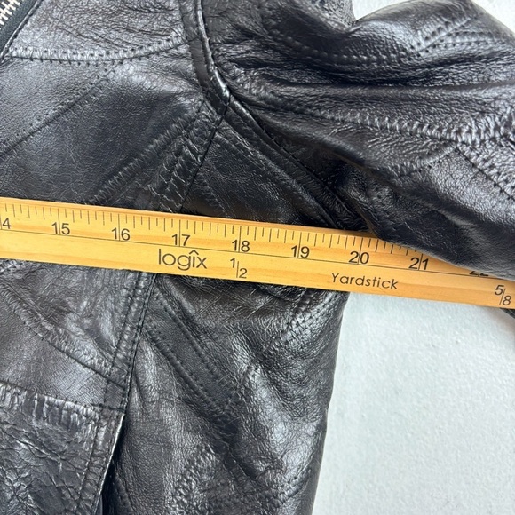 Vintage Junction West Women’s Black Patchwork Leather Jacket Sz L - Picture 11 of 13